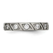 Titanium Polished Grooved CZ Ring - Birthstone Company