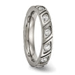 Titanium Polished Grooved CZ Ring - Birthstone Company