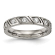 Titanium Polished Grooved CZ Ring - Birthstone Company