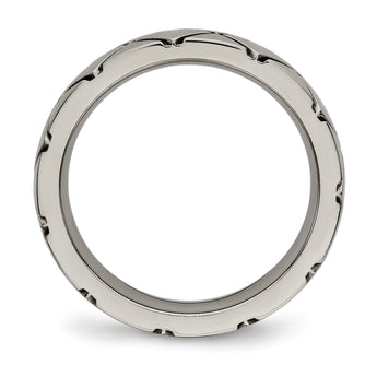 Titanium Polished Criss Cross Grooved Ring - Birthstone Company