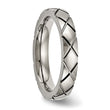 Titanium Polished Criss Cross Grooved Ring - Birthstone Company