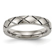 Titanium Polished Criss Cross Grooved Ring - Birthstone Company