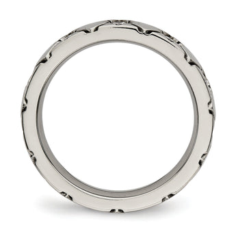 Titanium Polished Unisex Wedding Band with CZ Criss Cross Design - 8