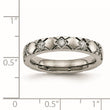 Titanium Polished Criss Cross Grooved CZ Ring - Birthstone Company