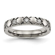 Titanium Polished Criss Cross Grooved CZ Ring - Birthstone Company