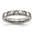 Titanium Polished Unisex Wedding Band with CZ Criss Cross Design - 8