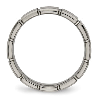 Titanium Brushed/Polished Grooved Ring - Birthstone Company