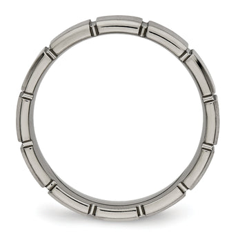 Titanium Unisex Wedding Band with Grooved Brushed & Polished Finish - 8