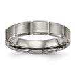 Titanium Unisex Wedding Band with Grooved Brushed & Polished Finish - 8