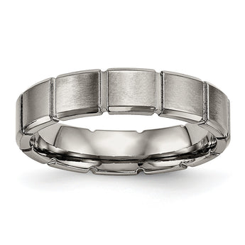 Titanium Brushed/Polished Grooved Ring - Birthstone Company