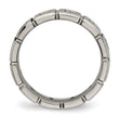 Titanium Brushed/Polished Grooved CZ Ring - Birthstone Company