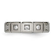 Titanium Brushed/Polished Grooved CZ Ring - Birthstone Company