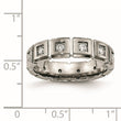 Titanium Brushed/Polished Grooved CZ Ring - Birthstone Company