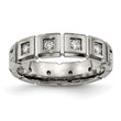 Titanium Brushed/Polished Grooved CZ Ring - Birthstone Company