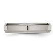 Titanium Polished Unisex Wedding Band with Ridged Edge Engravable - 10.5