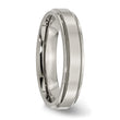 Titanium Polished Unisex Wedding Band with Ridged Edge Engravable - 10.5