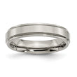 Titanium Polished Unisex Wedding Band with Ridged Edge Engravable - 10.5