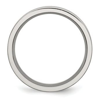 Titanium Grooved 6mm Polished Brushed Unisex Engravable Wedding Band - 10.5