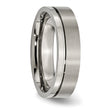 Titanium Grooved 6mm Polished Brushed Unisex Engravable Wedding Band - 12.5