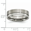 Titanium Grooved 6mm Polished Brushed Unisex Engravable Wedding Band - 8.5