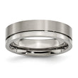 Titanium Grooved 6mm Polished Brushed Unisex Engravable Wedding Band - 6.5