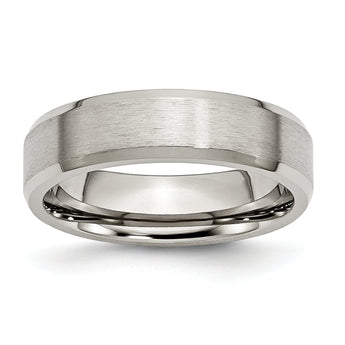 Titanium Wedding Band with Polished Brushed Beveled Edge Engravable Unisex - 5