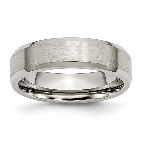 Titanium Wedding Band with Polished Brushed Beveled Edge Engravable Unisex - 5