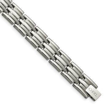 Titanium Brushed and Polished 8.5in Bracelet - Birthstone Company