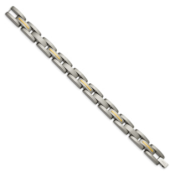 Titanium with 14k Yellow Inlay Accent Bracelet - Birthstone Company