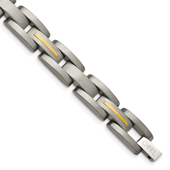 Titanium with 14k Yellow Inlay Accent Bracelet - Birthstone Company