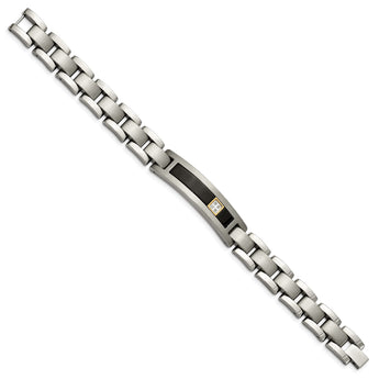 Titanium with 14K Gold Brushed and Polished with Black Onyx .05 carat Diamond Bracelet for Men 8 in - Birthstone Company