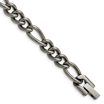 Chisel Titanium Polished 7mm 8.5 inch Figaro Chain