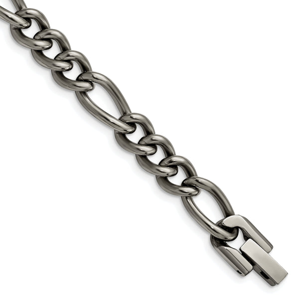 Chisel Titanium Polished 7mm 8.5 inch Figaro Chain