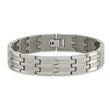 Titanium Polished & Textured w/Syn. Germanium 8.5in Link Bracelet - Birthstone Company