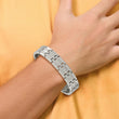 Titanium Polished & Textured w/Syn. Germanium 8.5in Link Bracelet - Birthstone Company