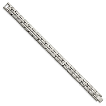 Titanium Brushed and Polished w/Syn. Germanium 8.5in Link Bracelet - Birthstone Company