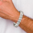 Titanium Brushed and Polished w/Syn. Germanium 8.5in Link Bracelet - Birthstone Company