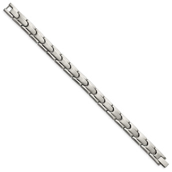 Titanium Brushed and Polished w/Syn. Germanium 8.5in Link Bracelet - Birthstone Company