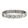 Titanium Brushed and Polished w/Syn. Germanium 8.5in Link Bracelet - Birthstone Company