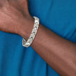 Titanium Brushed and Polished w/Syn. Germanium 8.5in Link Bracelet - Birthstone Company
