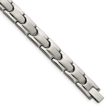 Titanium Brushed and Polished w/Syn. Germanium 8.5in Link Bracelet - Birthstone Company