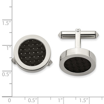 Titanium Polished w/Black Carbon Fiber Inlay Cuff Links - Birthstone Company