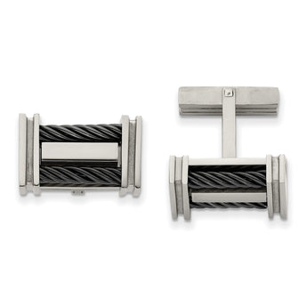 Titanium Black IP-plated Wire Cuff Links - Birthstone Company