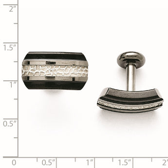 Titanium Black Ti/Sterling Silver Polished Cuff Links - Birthstone Company