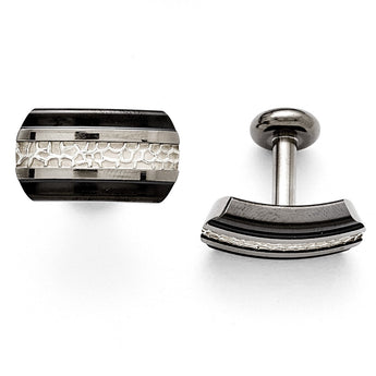 Titanium Black Ti/Sterling Silver Polished Cuff Links - Birthstone Company