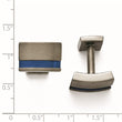 Titanium Grey Ti Brushed Blue Anodized Stripe Cuff Links - Birthstone Company