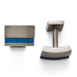 Titanium Grey Ti Brushed Blue Anodized Stripe Cuff Links - Birthstone Company