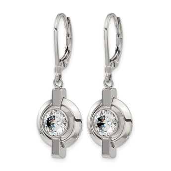 Titanium CZ Leverback Earrings - Birthstone Company