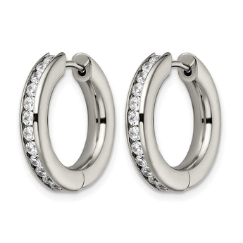 Titanium CZ Hinged Hoop Earrings - Birthstone Company