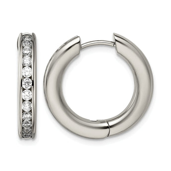 Titanium CZ Hinged Hoop Earrings - Birthstone Company